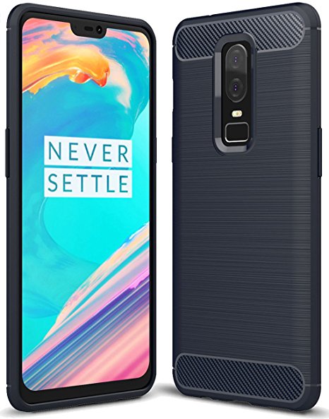 OnePlus 6 case, Sucnakp TPU Shock Absorption Technology Raised Bezels Protective Case Cover for OnePlus 6 smartphone (TPU Blue)