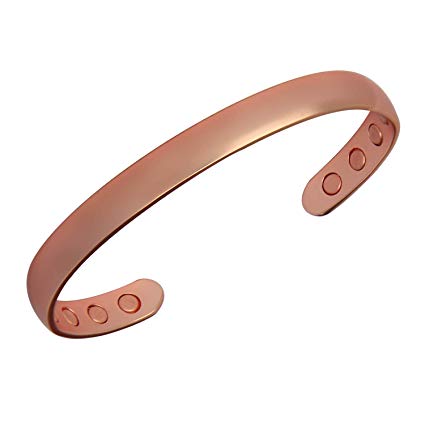 Copper Bracelet for Women and Men 99.9% Pure Copper Bangle 6.5" Adjustable with 8 Magnets Pain Relief from Carpal Tunnel, Tendonitis, RSI and Migraines