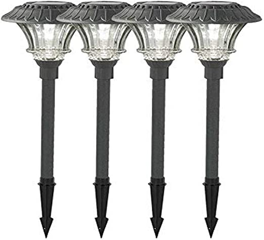 Plow & Hearth 11895BK Solar Garden Path Lights, Black