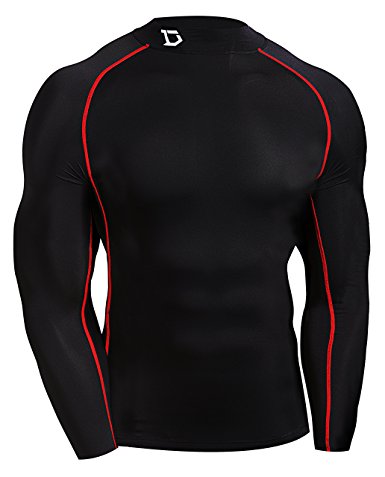 Defender Men's Thermal Coldgear Quick Dry Compression Mock Long Sleeve T Shirts
