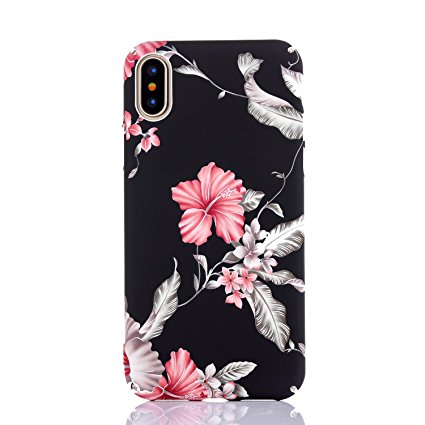 iPhone X Case, iPhone 10 Case, Amesica Noctilucent Floral Full Protective Case , [Perfect Fit], Flex Hybrid PC Material Protective Case Cover for Apple iPhone X (5.8 inch) - (2017)