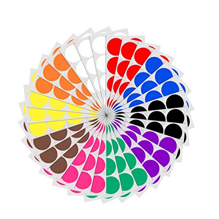 2" Round Color Coding Circle Dot Sticker Labels - 10 Assorted Colors, Pack of 240