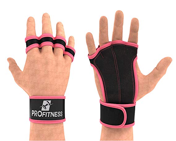 ProFitness Ventilated Cross Training Gloves with Wrist Support - Split Leather with Silicone Padding for Strong Grip   Protection from Injury - for Gym Workout, Weightlifting, Powerlifting & WOD