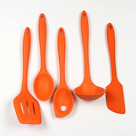 Chef Craft 5 Piece Silicone Kitchen Tool and Utensil Set, Orange