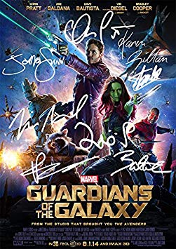 Large 	Guardians of The Galaxy GOTG Movie Print Cast Chris Pratt, Vin Diesel, Bradley Cooper, Batista, Zoe Saldana, James Gunn, Karen Gillan, Stan Lee (11.7" x 16.5")