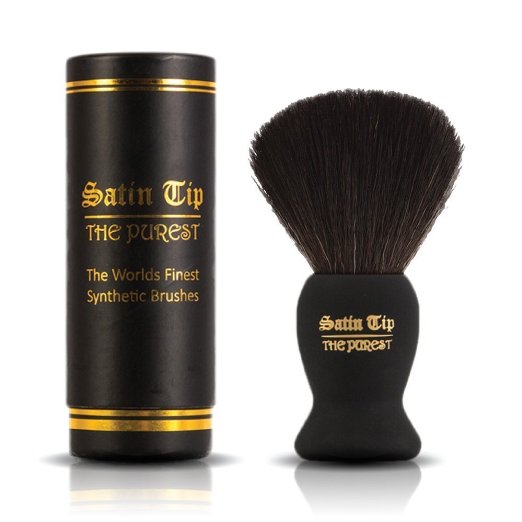 Shave Brush Satin Tip The Purest - Luxury Synthetic Shave Brush Black