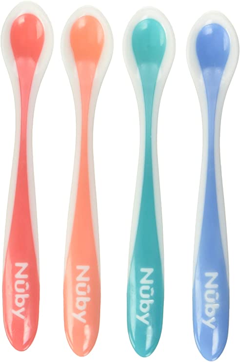 Nuby Heat Sensitive Soft Spoons, Multi-Color, 1-Pack