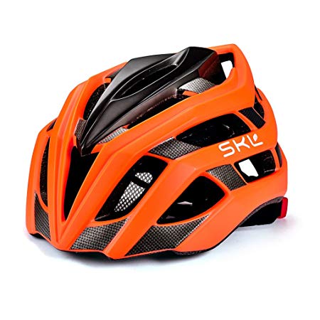 Bicycle Helmet, SKL Ultralight Bicycle Helmet Unisex with Safety LED Taillight Adjustable Strap Road/Mountain Bike Cycle Helmets For Men Women, 56-61 cm