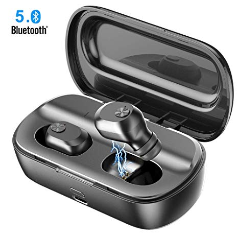 Wireless Earbuds, GUSGU Bluetooth 5.0 Earbuds Wireless Bluetooth Headphones Earbuds with Charging Case for iOS and Android(One-Step Paring, Built-in Mic, Total 80 Hours Playtime)