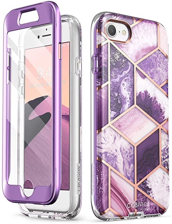 i-Blason Cosmo Series Designed for iPhone SE 2020 Case/iPhone 7 Case/iPhone 8 Case, [Built-in Screen Protector] Stylish Protective Bumper Case for iPhone SE (2020)/ iPhone 8/ iPhone 7 (Ameth)