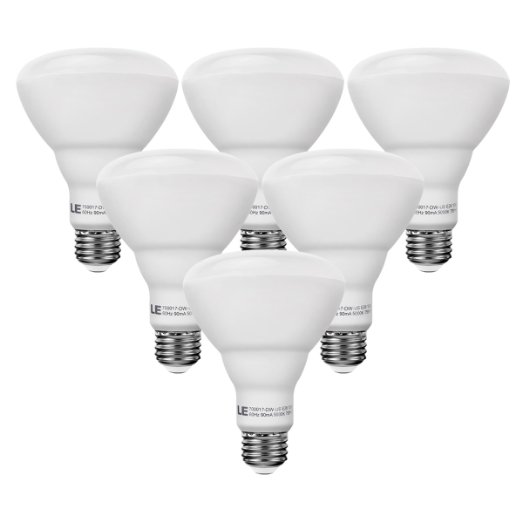 LE 10W BR30 E26 LED Bulbs, 65W Incandescent Equivalent, 750lm, Daylight White, 5000K, 110¡ã Flood Beam, Not Dimmable, Track and Recessed Light Bulbs, LED Light Bulbs, Pack of 6 Units