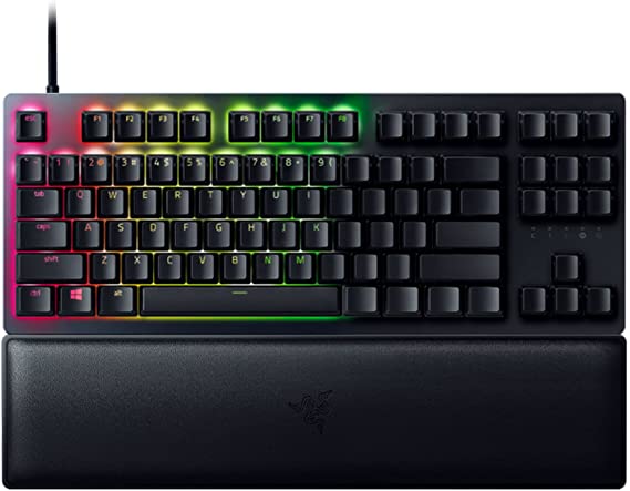 Razer Huntsman V2 TKL Tenkeyless Gaming Keyboard   Phantom Keycap Upgrade Set Bundle: Clicky Optical Black/Black Keycaps