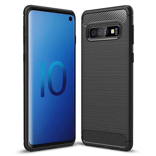 Galaxy S10 Case,MAIKEZI Soft TPU Brushed Anti-Fingerprint Full-Body Protective Phone Case Cover for Samsung Galaxy S10(Black Brushed TPU)