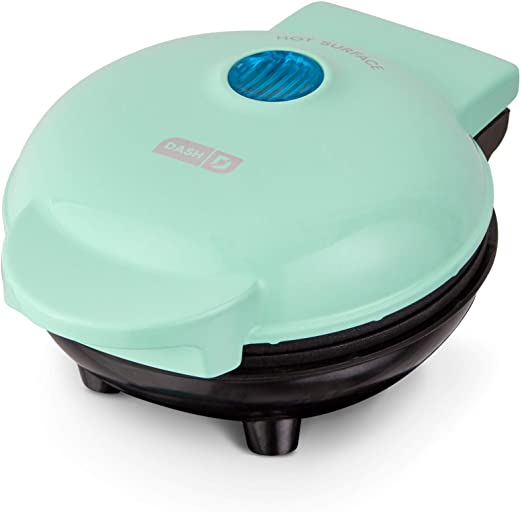 Dash Mini Maker Electric Round Griddle for Individual Pancakes, Cookies, Eggs & other on the go Breakfast, Lunch & Snacks with Indicator Light   Included Recipe Book - Aqua