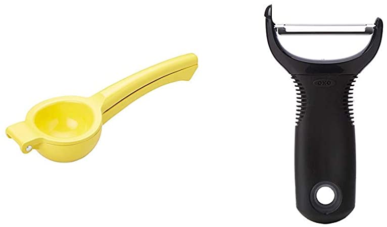 KitchenCraft Healthy Eating Handheld Lemon Squeezer/Citrus Juicer & OXO Good Grips Y Peeler