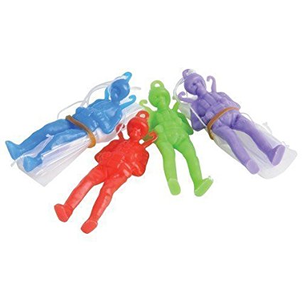 Dozen Assorted Color Toy Paratrooper Parachute Men - 2.25" (2-Pack)