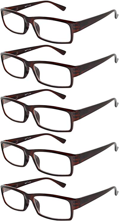 Readers 5 Pack of Elegant Mens Womens Reading Glasses Deluxe Stylish