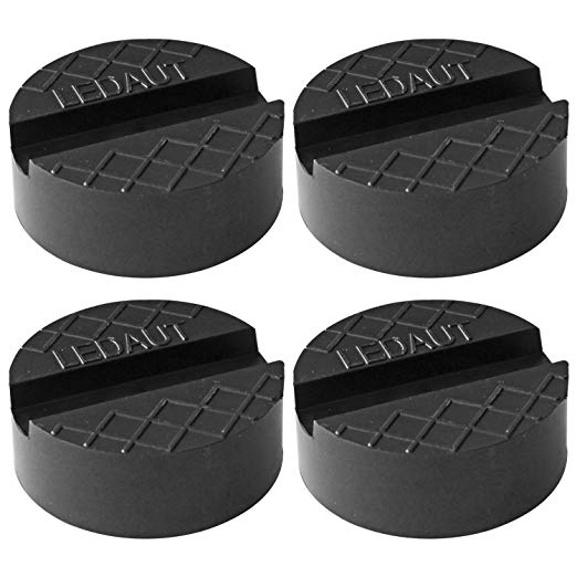 LEDAUT Robust Rubber Jack Pads 4 Pcs Black Rubber Pads Grooves Universal Slotted Jack Pad Block Protect Trolley Vehicle 65mm X 24.7mm 4 Pack