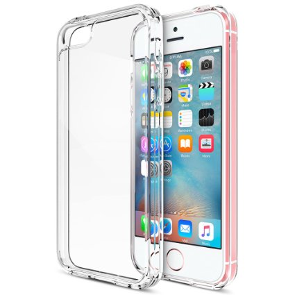 iPhone SE Case Trianium Clear Cushion Protective Clear Bumper For Apple iPhone SE 2016 and iPhone 5S 5 Scratch Resistant Seamless integrated Shock-Absorbing Bumper Cover Hard Back Panel - Clear