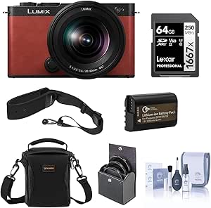 Panasonic Lumix S9 Mirrorless Camera with Lumix S 20-60mm f/3.5-5.6 Lens, Crimson Red, Bundle with Silver 64GB UHS-II Memory Card, DMW-BLK22 Battery Pack, Shoulder Bag, 67mm Essentials Filter Kit