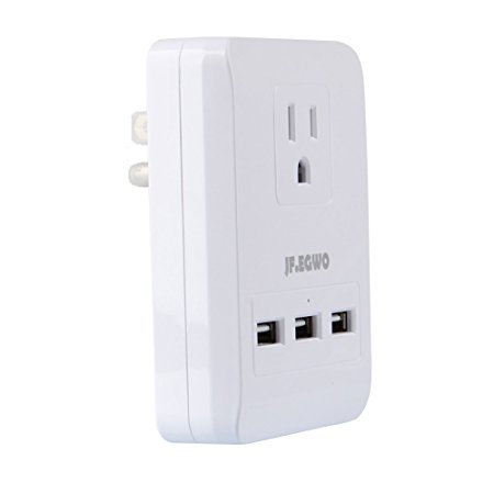JF.EGWO Surge Protector 1 AC Outlet Plug Power Charger with Smart Triple USB Charging Ports(3.1A Total)Wall Adapter
