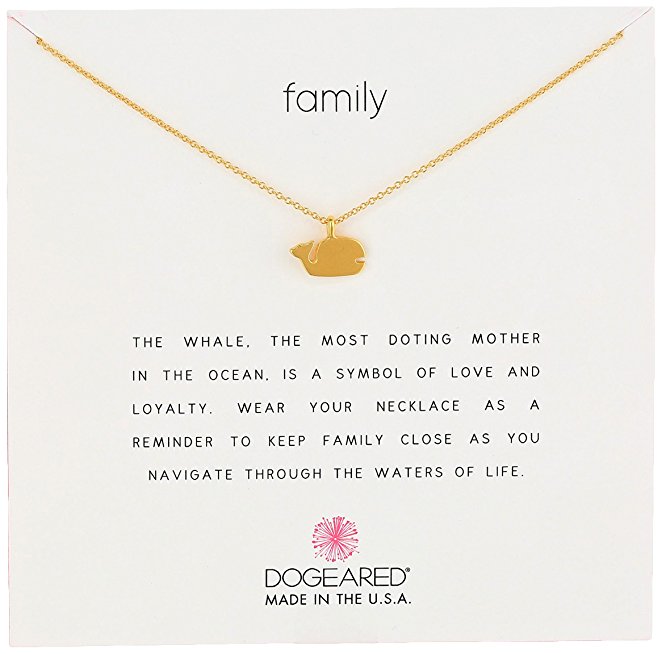 Dogeared Reminders- "Family" Gold Dipped Sterling Silver Whale Charm Necklace, 16" w/2" Extender