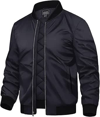 TACVASEN Mens Bomber Jackets Casual Fall Winter Warm Windbreaker Full Zip Windproof Outwear Padded Lined Coats