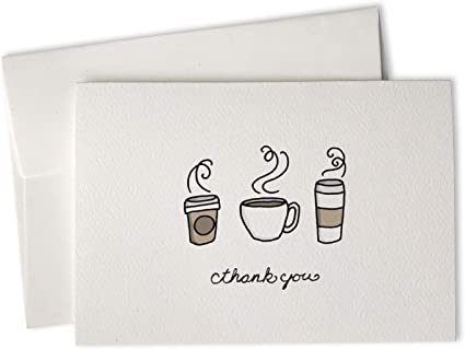 Coffee Thank You Cards - 24 Greeting Cards with Envelopes