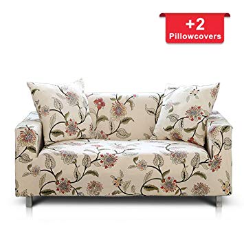 Hipinger Spandex Fabric Stretch Couch Cover Sofa Slipcover Stylish Furniture Protector for 3 Cushion Couch (3 Seater, Blooming Flower)