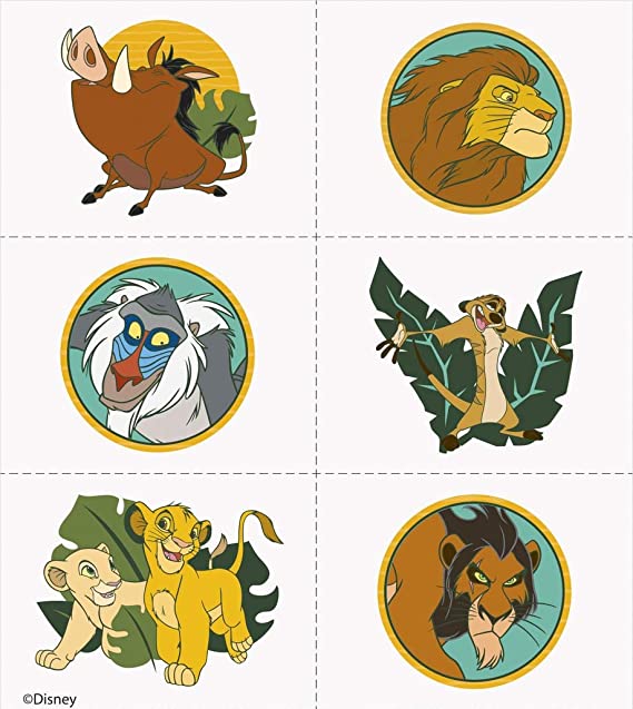 Lion King Party Temporary Tattoos | Assorted Designs | 24 Pcs