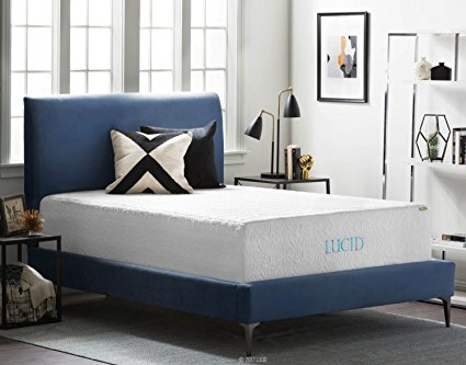 LUCID 16 Inch Plush Gel Memory Foam and Latex Mattress - Four-Layer - Infused with Bamboo Charcoal - Natural Latex and CertiPUR-US Certified Foam - 10-Year Warranty - Twin