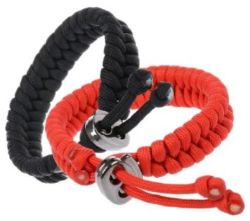 The Friendly Swede Set of 2 Fishtail Paracord Bracelets with Metal Clasp for 7"-8.5" (18-22 cm) Wrists