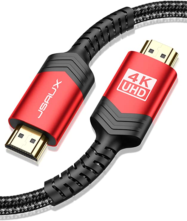 4K HDMI Cable, JSAUX 4M HDMI 2.0 Cable Ultral High Speed 18Gbps Lead Cord Support 3D, Video 4K@60Hz, UHD 2160P, HD 1080P, Ethernet Compatible with Fire TV, Apple TV, PlayStation PS4 PS3 PC - Red