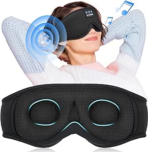 LC-dolida Sleep Mask with Bluetooth Headphones Bluetooth Sleep Mask Sleep Headphones,3D Eye Mask for Sleeping Mask Music Sleeping Headphones for Side Sleepers Meditation Gifts Gadgets for Men Women