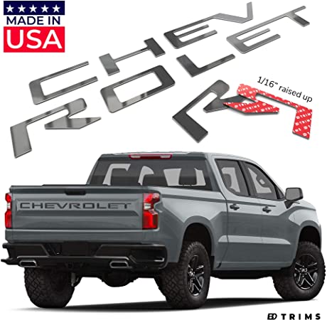 BDTrims Tailgate Raised Letters Compatible with 2019 2020 Silverado Models (Chrome)