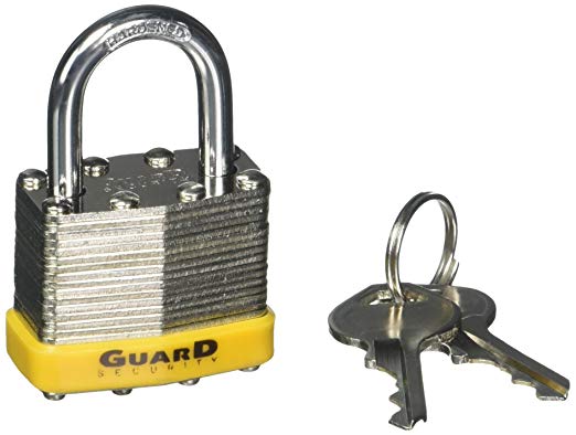 Guard Security 55111 Padlock Steel Hardened Steel Shackle Precision Engineered Double Locking Brass Bin Cylinder Protective Bumper Clamshell (2 Pack), 43mm