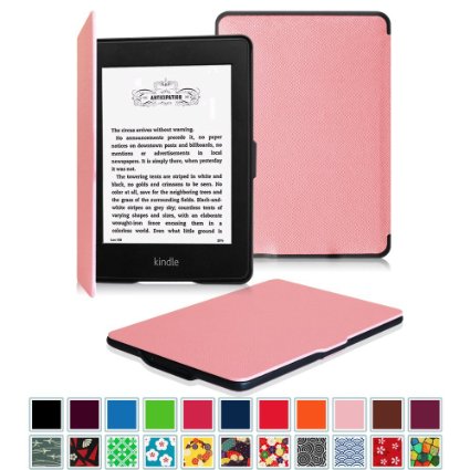 Fintie SmartShell Case for Kindle Paperwhite - The Thinnest and Lightest Leather Cover for All-New Amazon Kindle Paperwhite (Fits All versions: 2012, 2013, 2014 and 2015 New 300 PPI), Pink