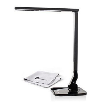 TaoTronics Elune TT-DL01 Dimmable LED Desk Lamp 5-Level Dimmer Touch-Sensitive Control Panel 1-Hour Auto Timer 5V1A USB Charging Port - Piano Black