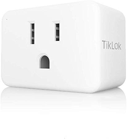 TIKLOK Mini Smart Plug, WiFi Timer Smart Outlet Wireless Socket, Compatible with Amazon Alexa & Google Home, Control Your Equipment from Anywhere, Timing Function, No Hub Required, 1 Pack