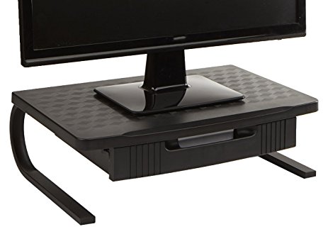 Mind Reader Extra Wide Monitor Stand, Monitor Riser with Pull Out Drawer for Computer, Laptop, Desk, iMac, Black