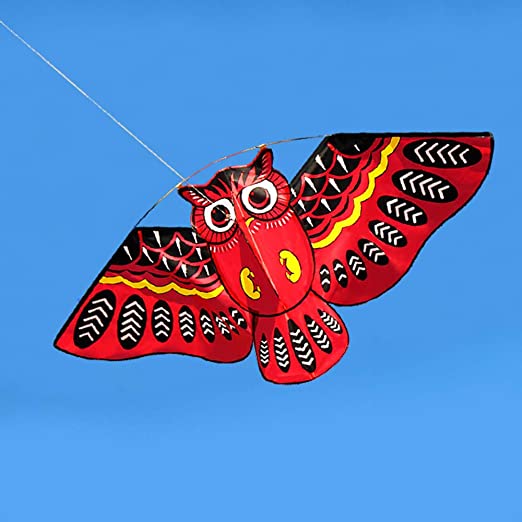 Children Kite Owl Flying Kites For Kids Adults Outdoor Sport Flying Toy With 60 Meters Flying Line (Red)