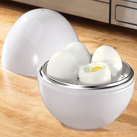 Baost White Microwave 4-6 Eggs Cooker Hard Boiled Boiler Home Kitchen Tool