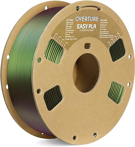 OVERTURE Color Changeable PLA 1.75mm 3D Printer Filament Green Starlight PLA, 1kg Cardboard Spool (2.2lbs), Dimensional Accuracy  /- 0.03mm, Fit Most FDM Printer (Shimmer Bronze)