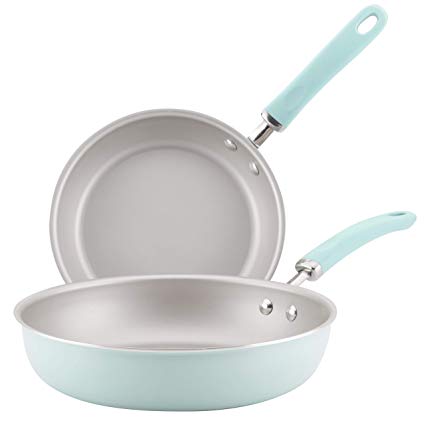 Rachael Ray 12151 2-Piece Set Aluminum Skillet, Light Blue Shimmer