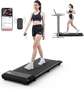 Walking Pad, 2024 Upgrade Smart Under Desk Treadmill for Home Office, Quiet Portable Treadmill, APP/Remote Control, LED Display, Installation-Free