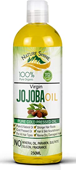 Nature Shine Jojoba Golden Certified Organic Oil Cold Pressed 250ml Moisturises Hair & Skin