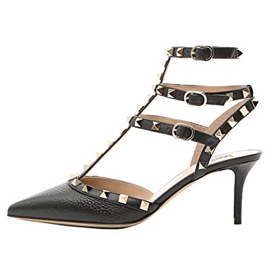 June in Love Women's Heeled Shoes, Sexy Rivets Studs Decoration Pointed Toe Thin Heel Sandals