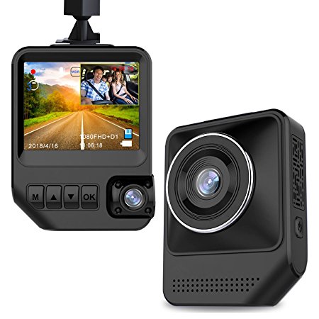 Dash Cam Dual Cameras for Cars, 2.3" LCD HD 1080P Car Camera with Night Vision Dashboard Camera Recorder Front and Rear with 170° Wide Angle, G-Sensor, Loop Recording, WDR, Parking Mode