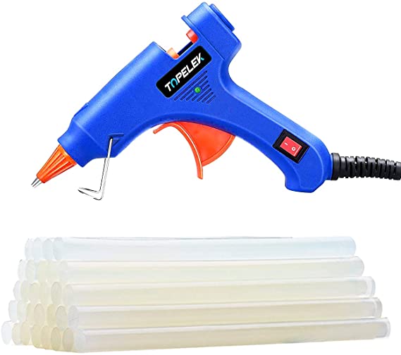 TOPELEK Hot Glue Gun, Mini Heating Hot Melt Glue Gun with 30pcs Melt Glue Sticks, Melting Glue Gun Set for School DIY Arts and Crafts Projects