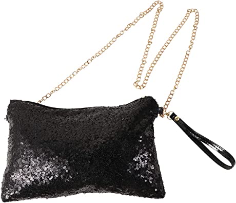 Tinksky Sparkly Sequin Handbag Lady Party Evening Clutch Shoulder Bag, Mother's Day gift or gift for women (Black), 10 * 7.1 * 0.8 inch